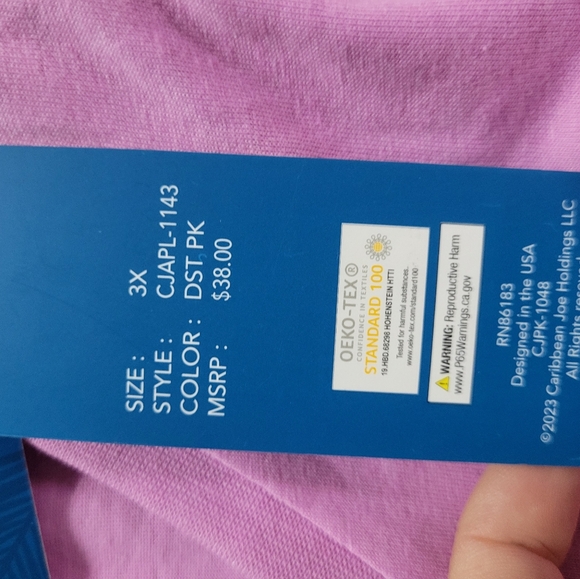 NWT Caribbean Joe 3x pink pineapple print shirt - Picture 5 of 8